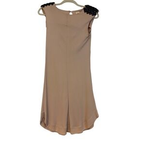 Elizabeth and James Tan Studded Shoulder Sleeveless Viscose Shift Dress XS